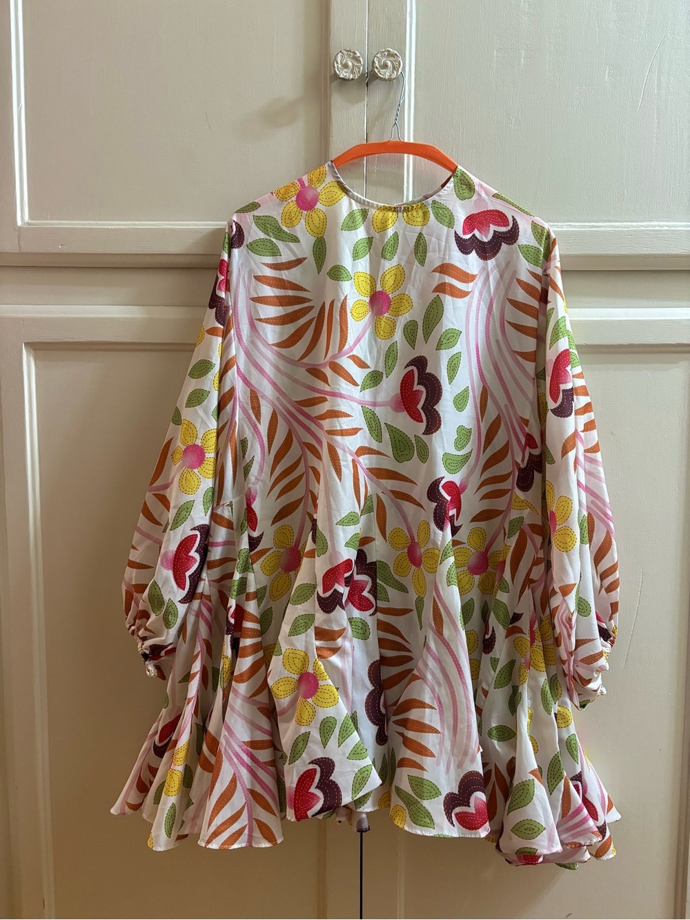 Beulah Floral Mini Dress with Long Sleeves and Flared Hem